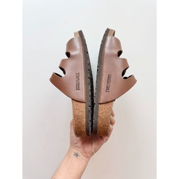 BIRKENSTOCK Florida Habana Brown Leather Triple Strap Slides Sandals, Size 37 - Picture 8 of 16